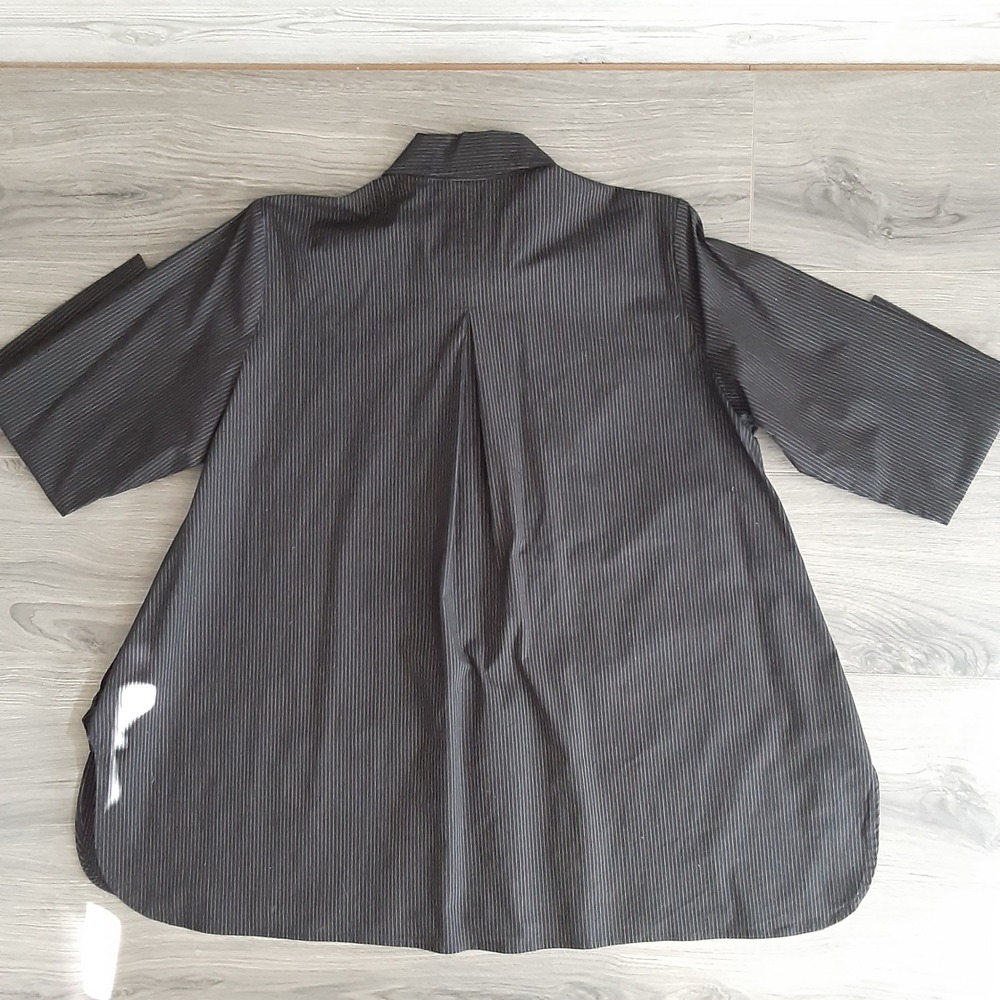 Spirithouse Black Pinstripe Side Button Long Sleeve Tunic Shirt Womens XL - Picture 10 of 11